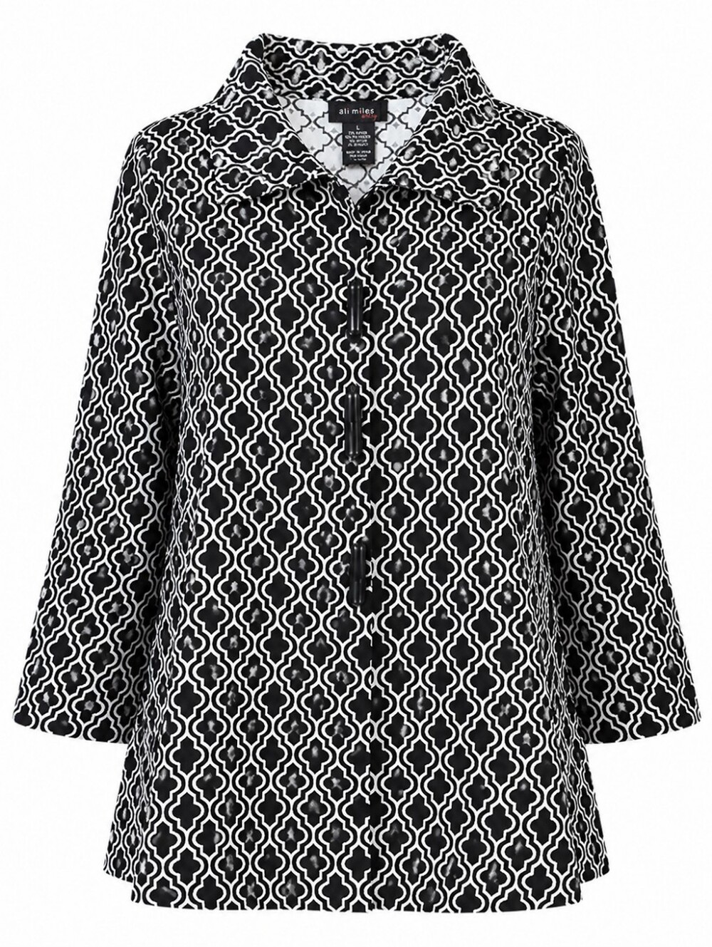 ALI MILES | Artsy Reversilbe Black White Geometric Button Down Swing Jacket | L